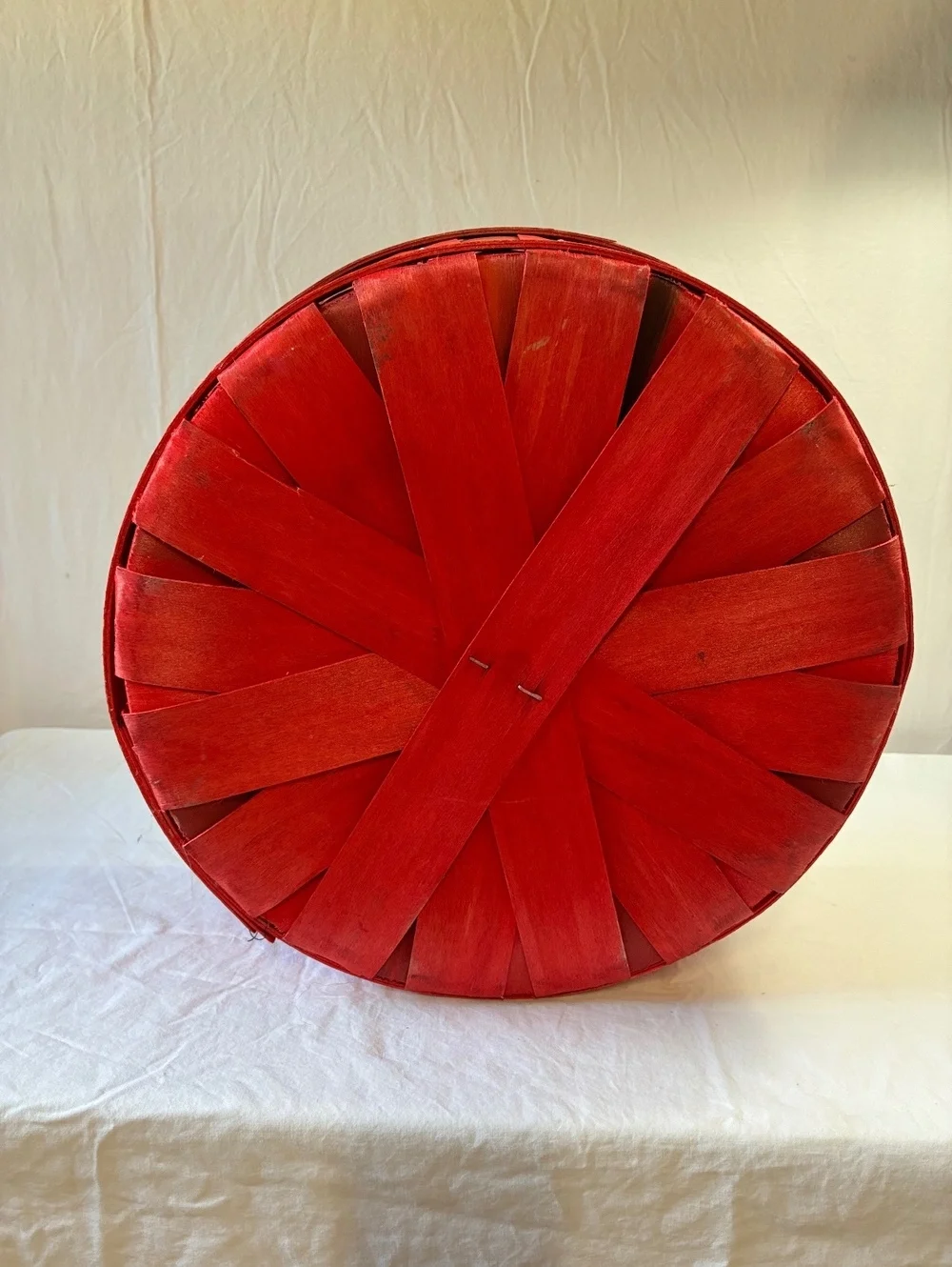 Vintage Red Wooden 1/2 Bushel Basket